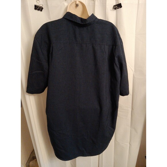 Orvis Mens Short Sleeve Button Shirt Size XL Navy Blue Collared Solid Polyester - Picture 3 of 4